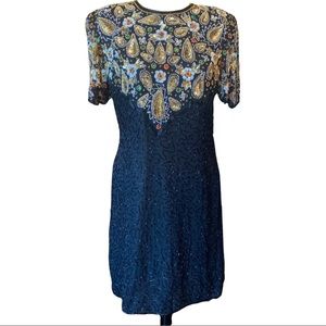 Vintage 1980s Beaded Mini Dress